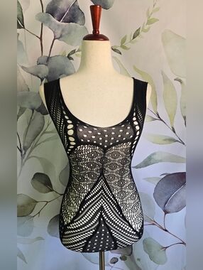 Stretchy Sheer Fishnet Dress in Black (6084b) sz OS NWT